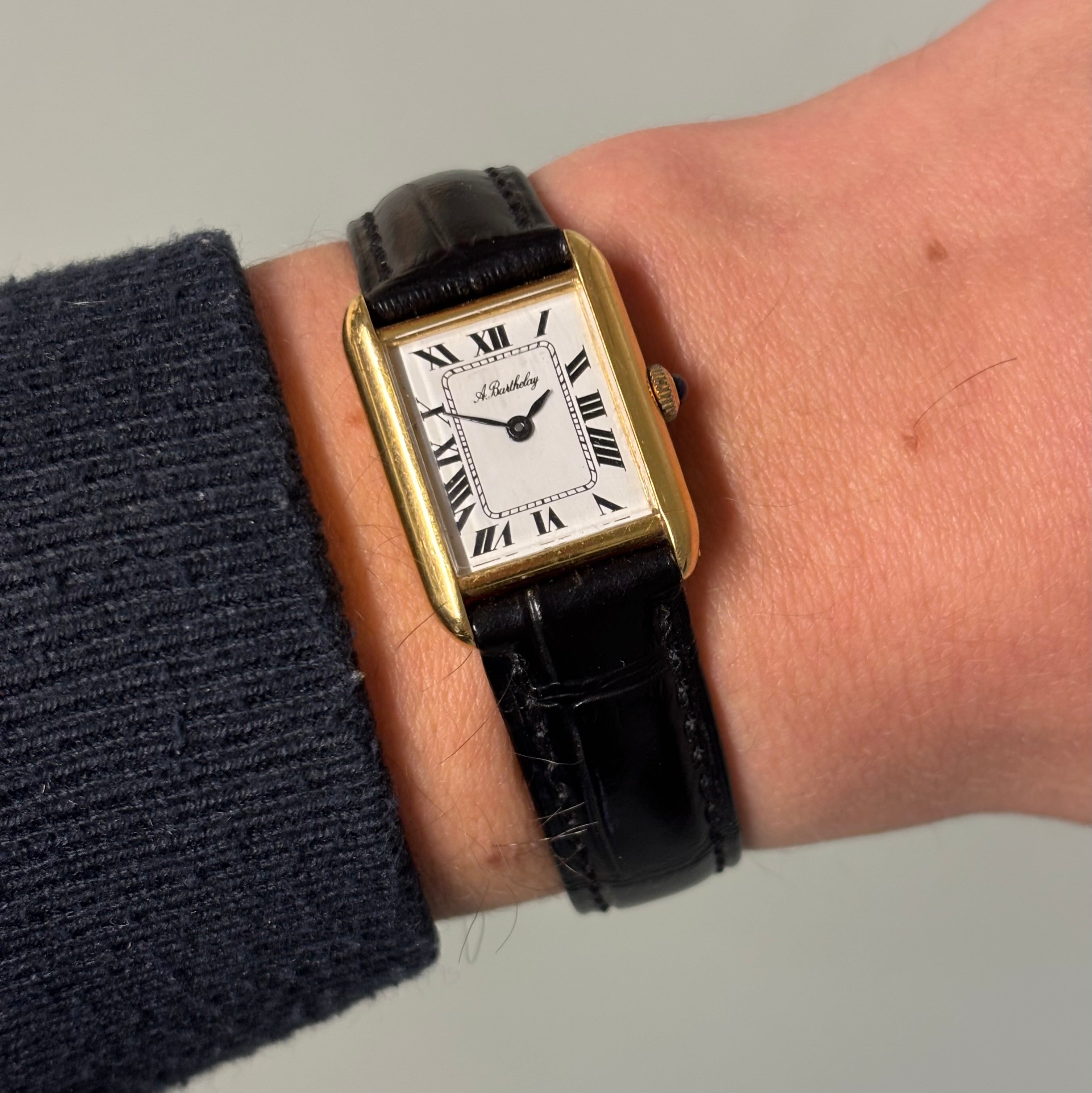 Alexis Barthelay Tank Petit Model – 18K Gold with Sapphire Crown