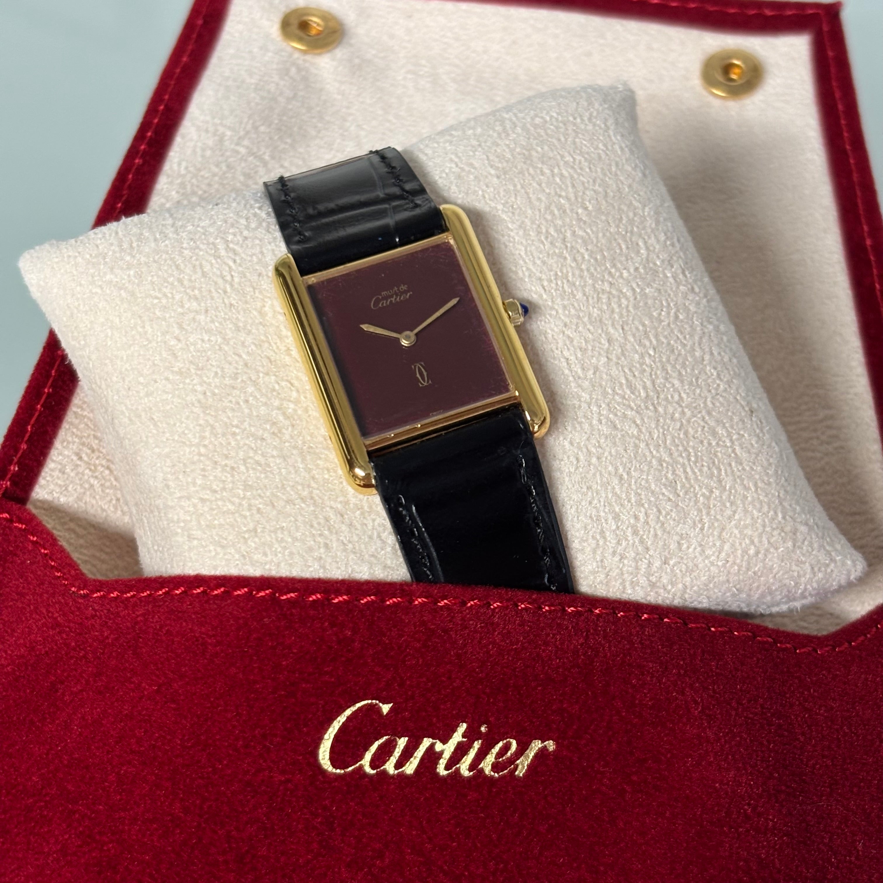 Cartier Tank GM Burgundy dial