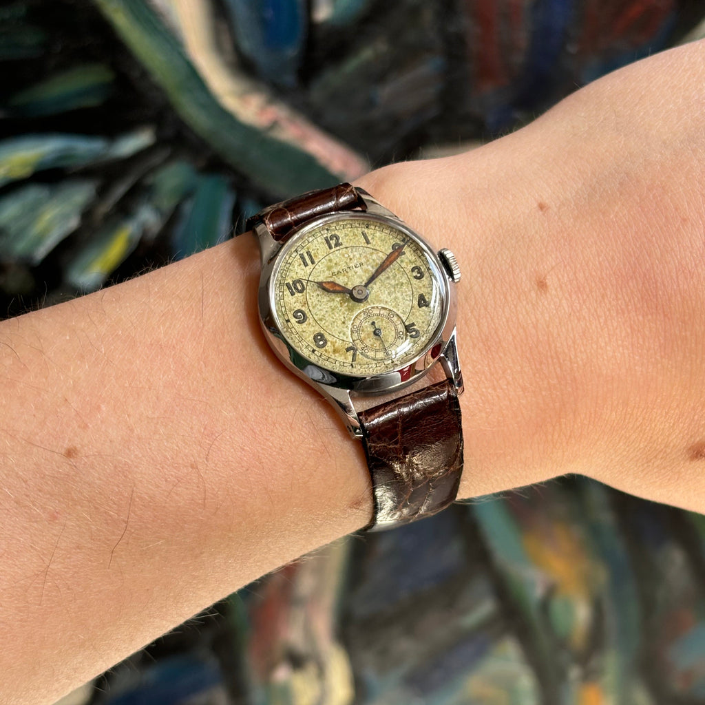 Cartier EWC Wristwatch – Steel Case with Patina Dial