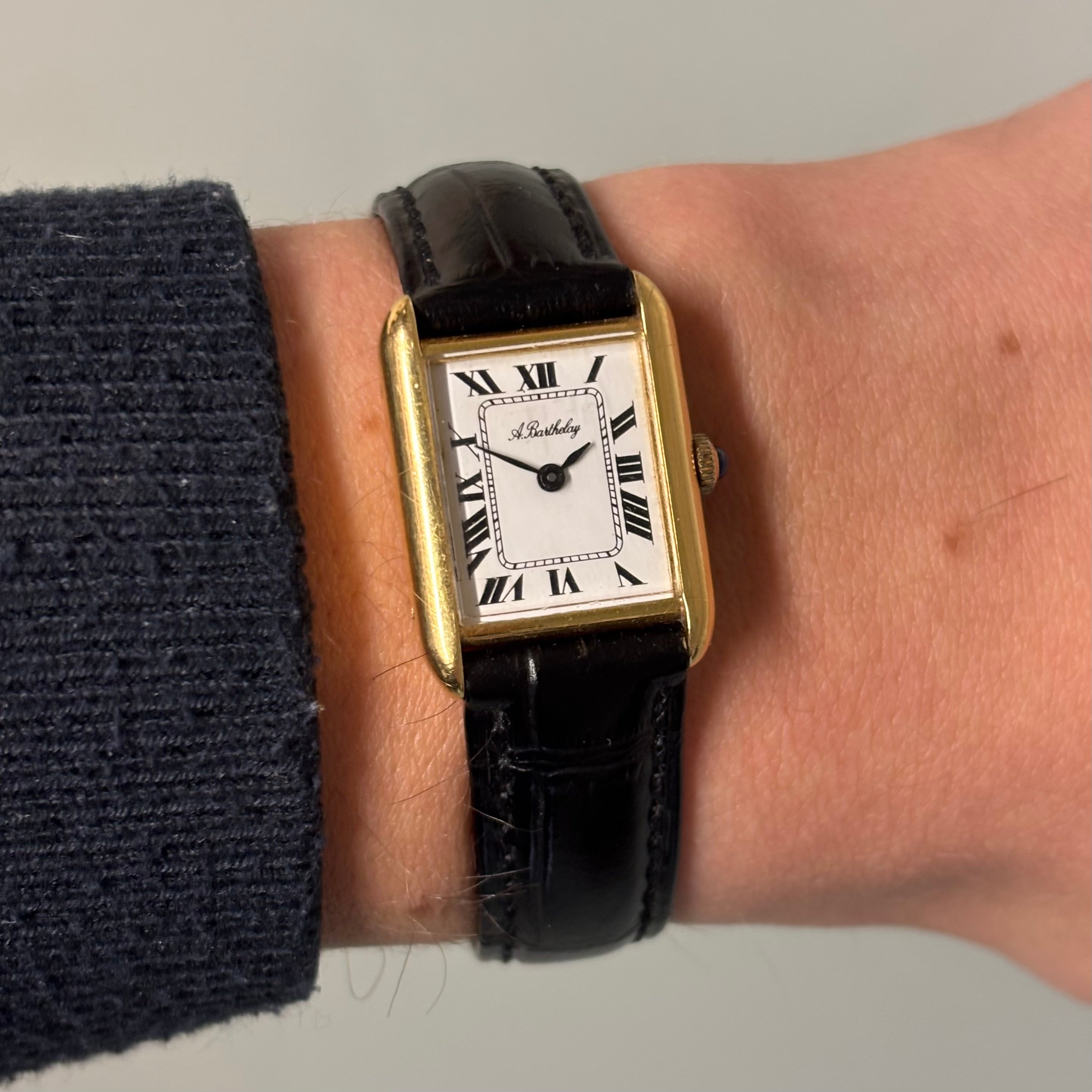 Alexis Barthelay Tank Petit Model – 18K Gold with Sapphire Crown