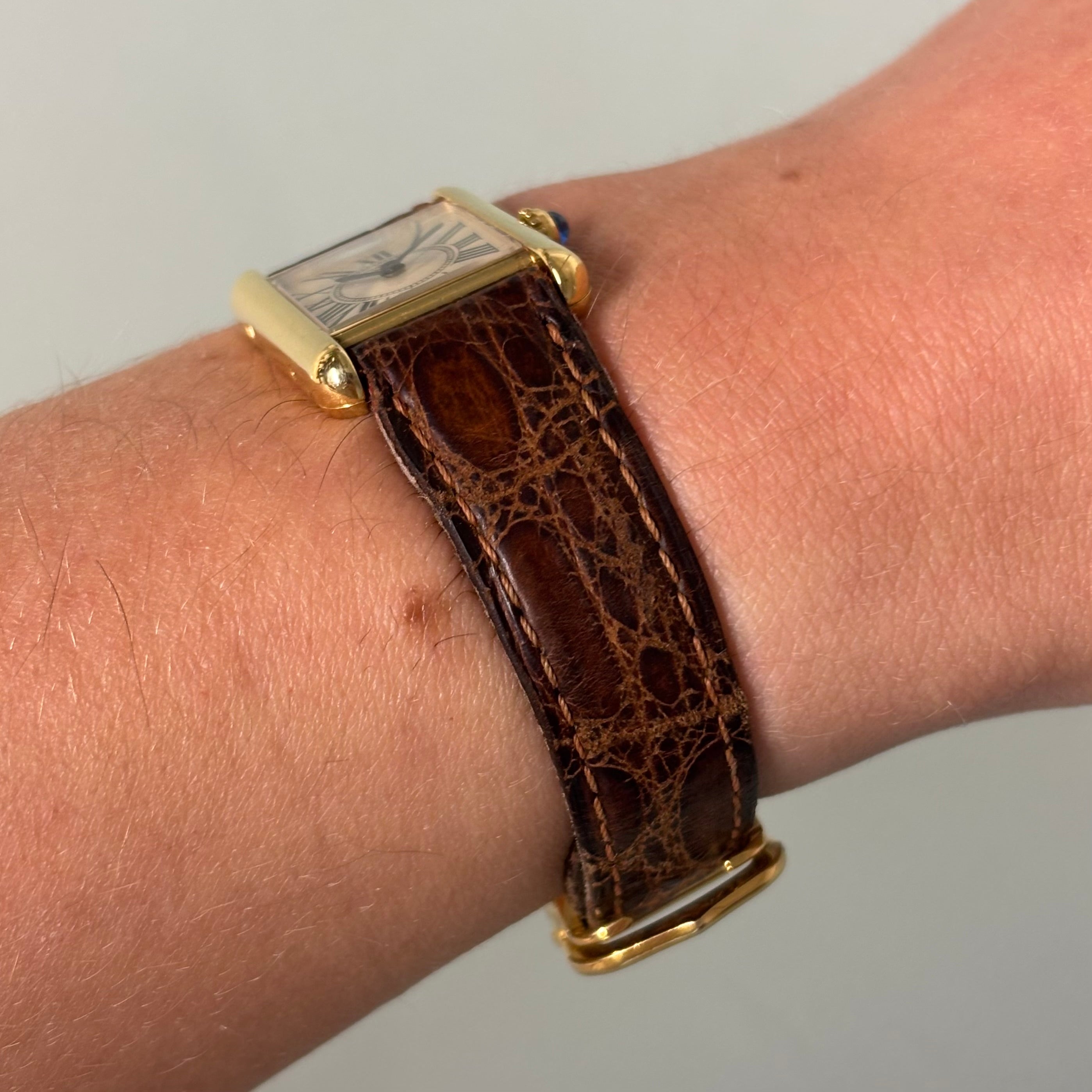 Cartier Tank PM Opaline with original strap & clasp
