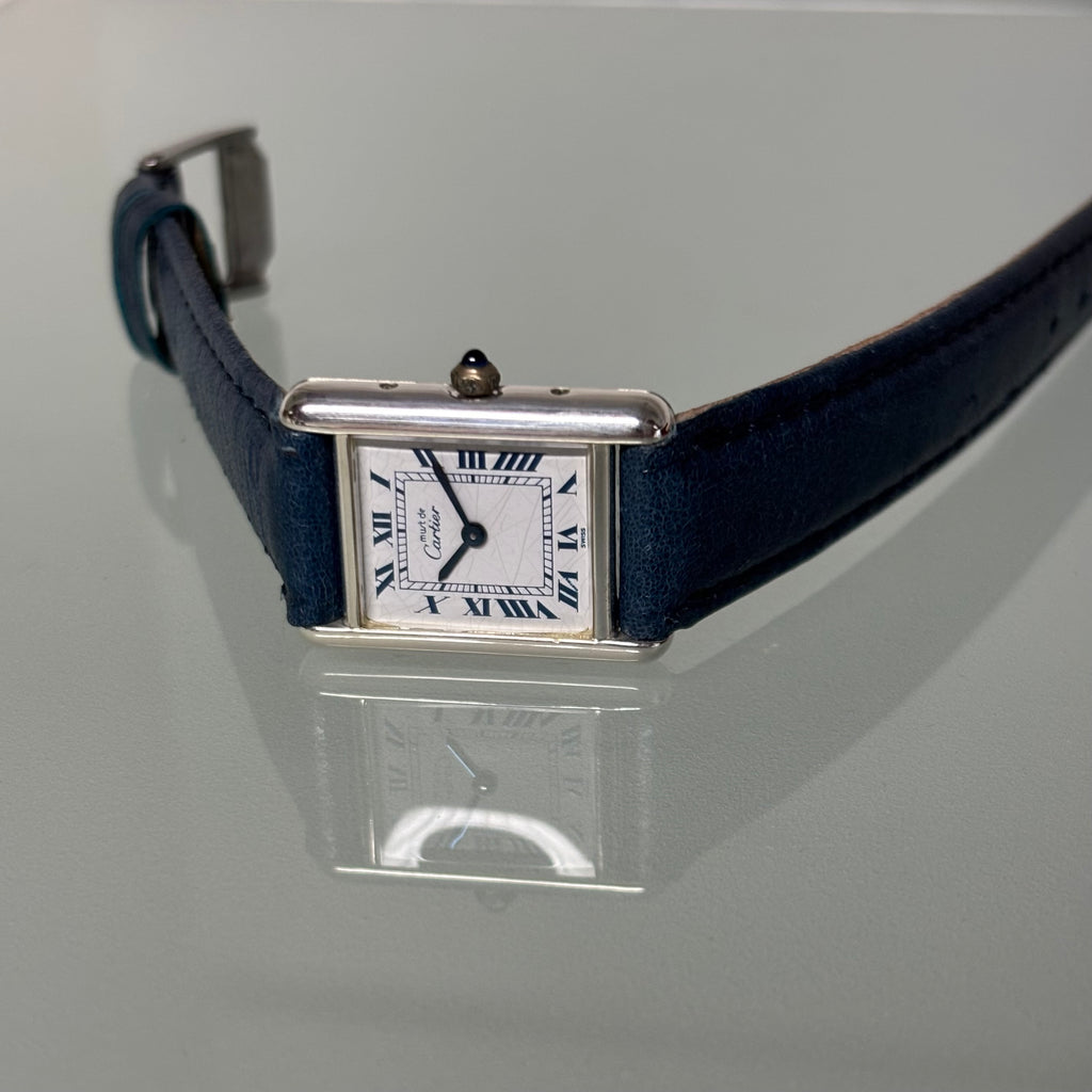 Cartier Tank PM blue Roman dial