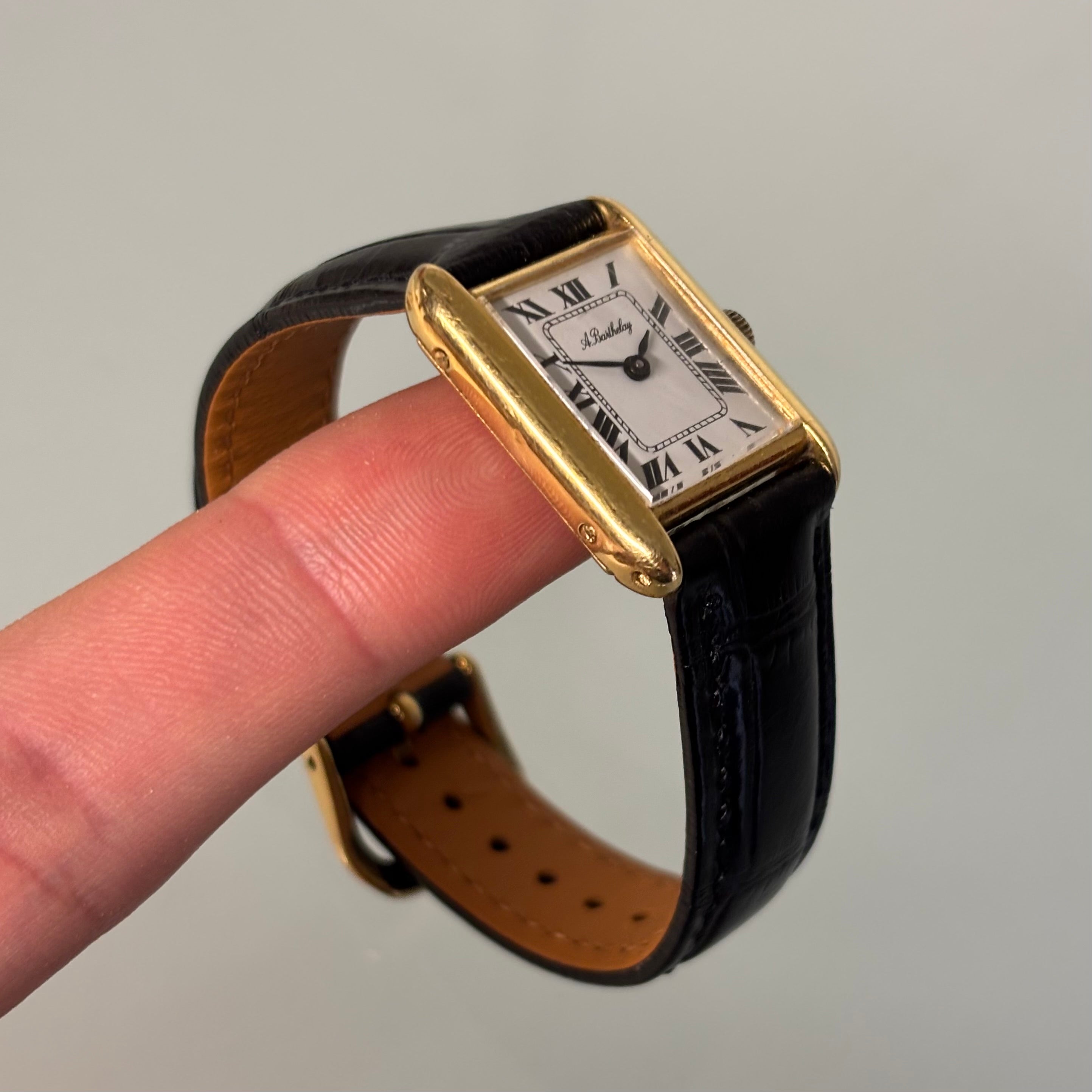 Alexis Barthelay Tank Petit Model – 18K Gold with Sapphire Crown