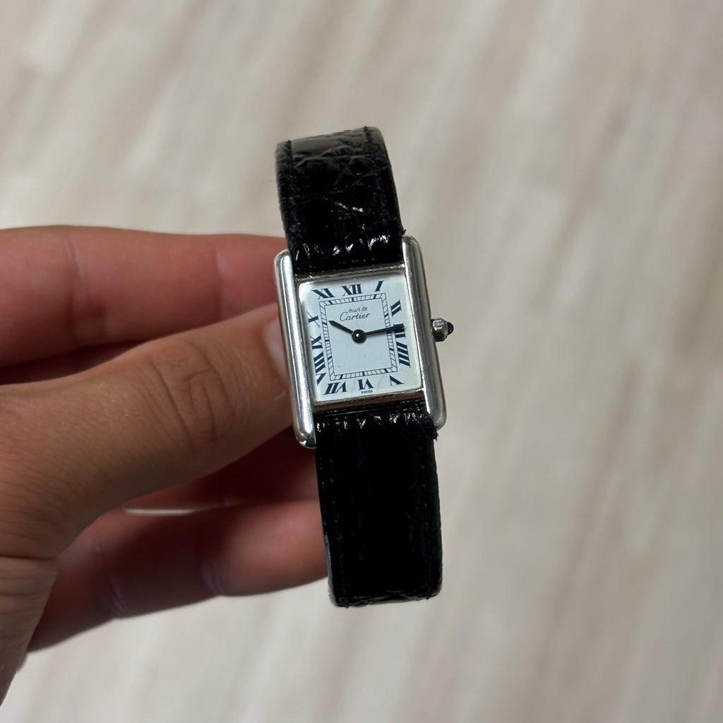Cartier Tank PM Silver Blue roman numerals