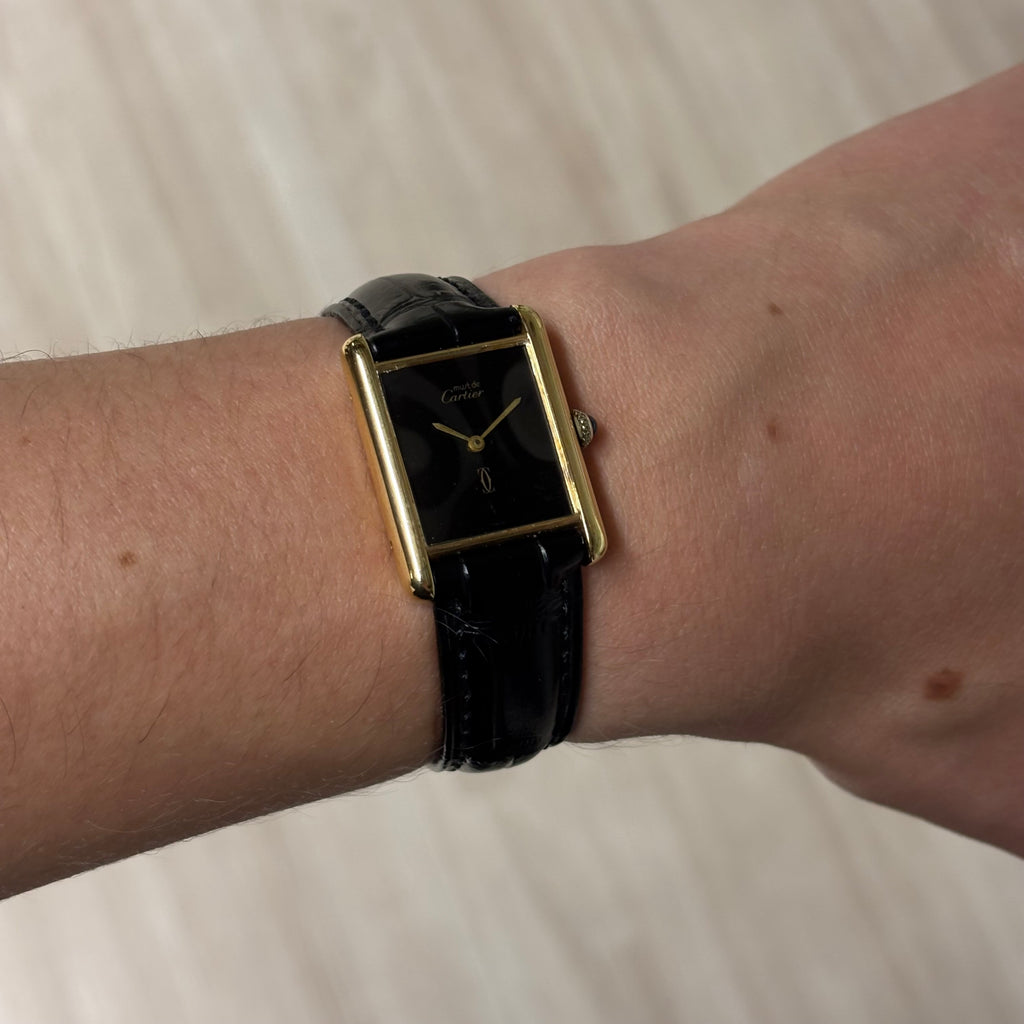 Cartier Tank GM black dial with original buckle