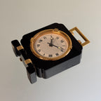 Cartier Gold & Black Table Clock – Vintage Decorative Timepiece