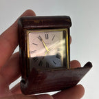 Cartier × Angelus Travel Clock – Vintage Leather-Cased Timepiece