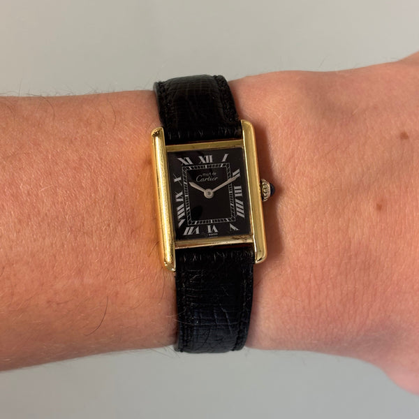 Cartier Tank PM Black dial with buckle