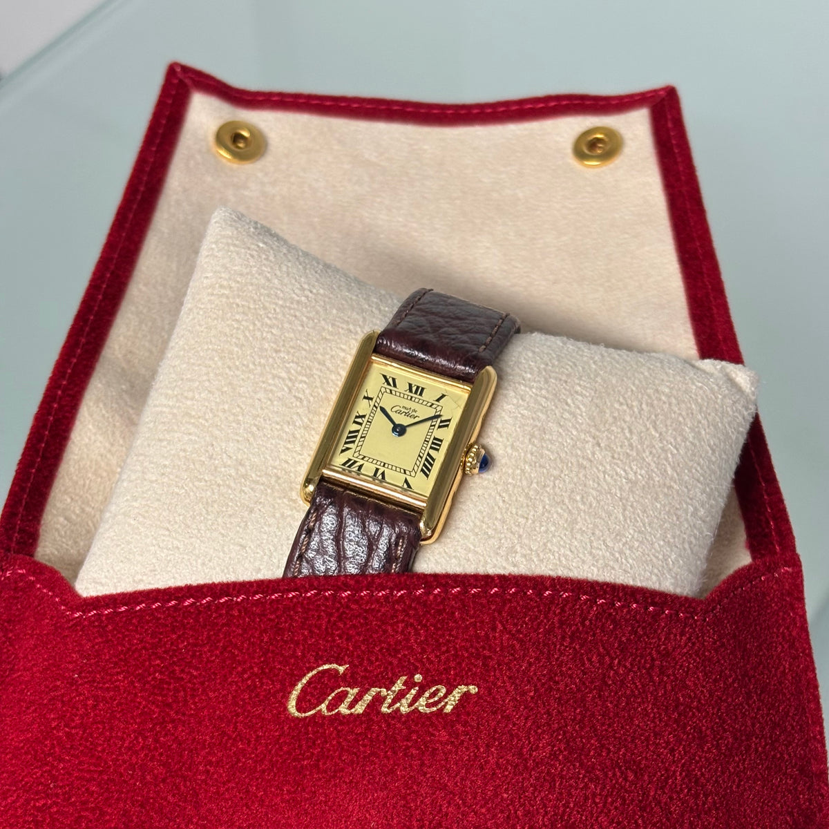 Cartier Tank champagne PM with original buckle