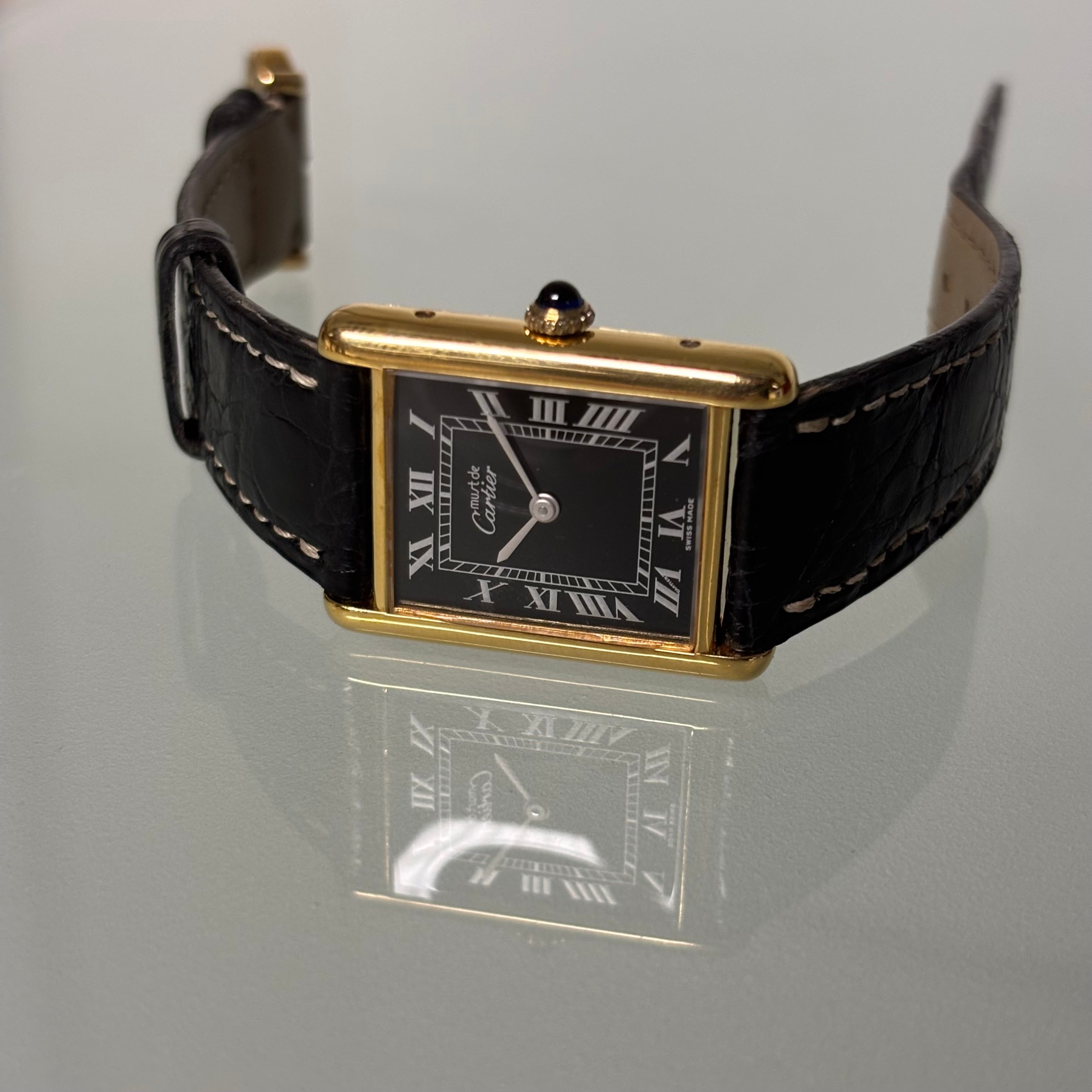 Cartier Tank GM black dial with buckle