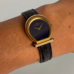 Baume & Mercier Lapis Dial Watch – Logo Case, 18K Gold