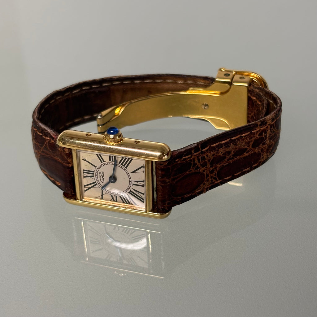 Cartier Tank PM Opaline with original strap & clasp