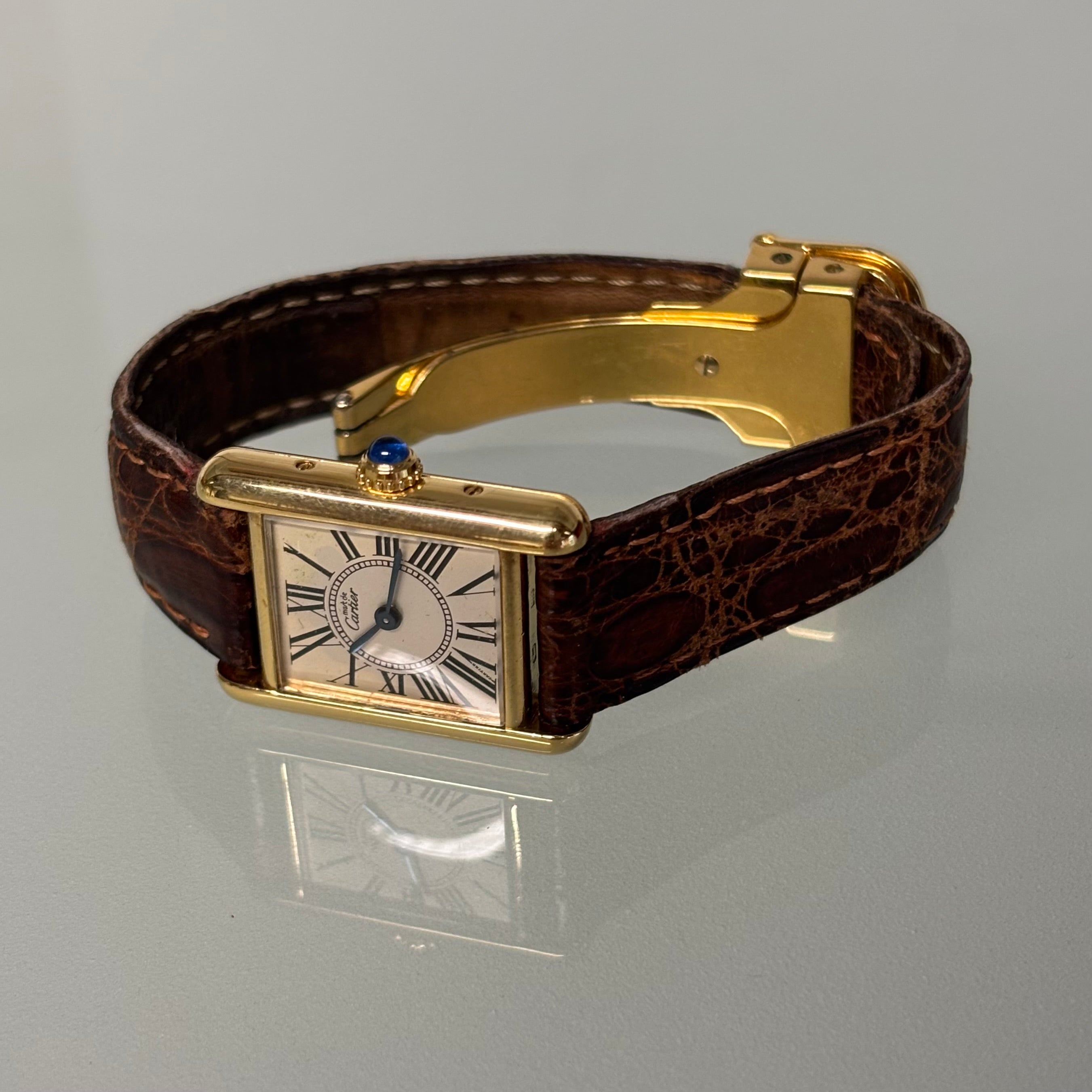 Cartier Tank PM Opaline with original strap & clasp