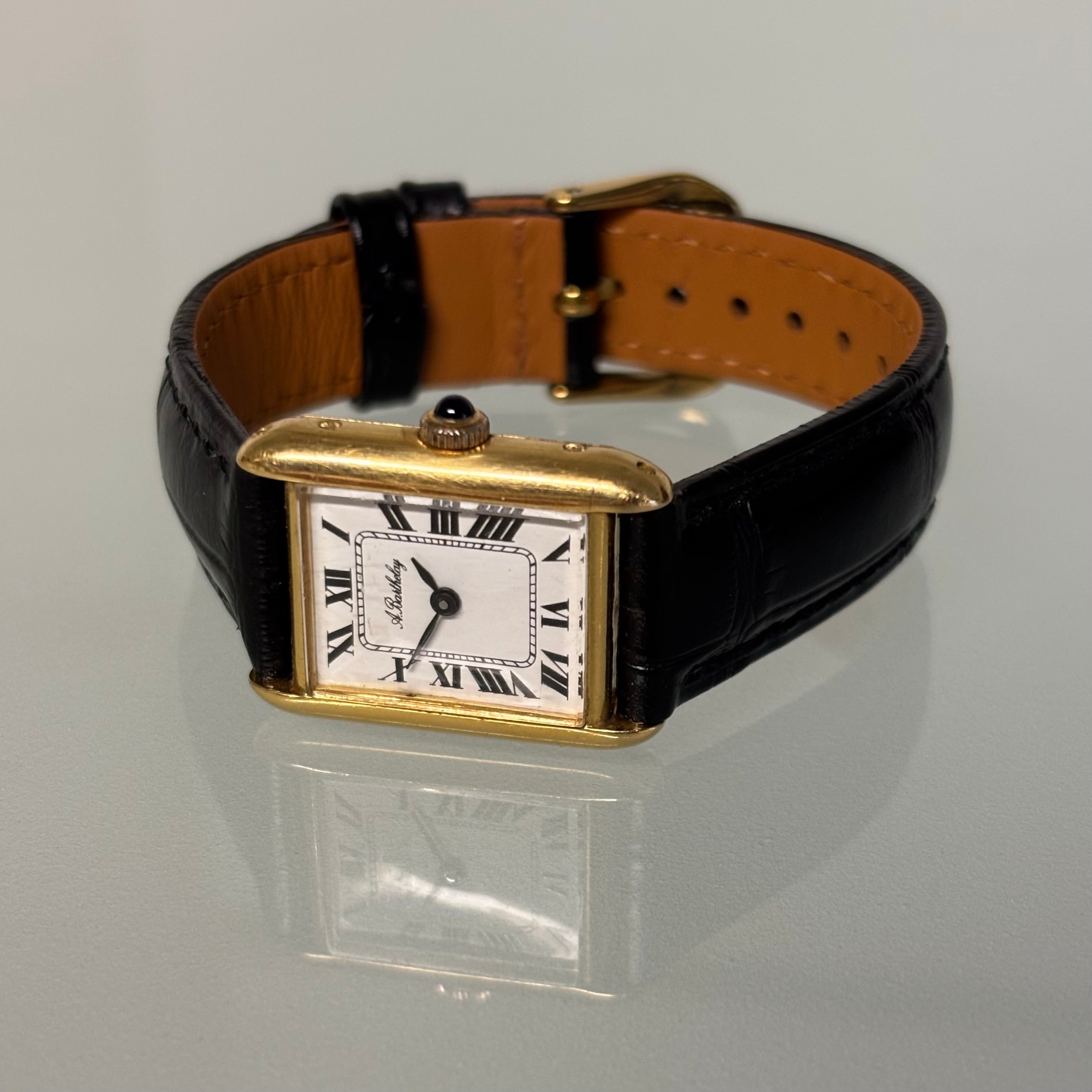 Alexis Barthelay Tank Petit Model – 18K Gold with Sapphire Crown