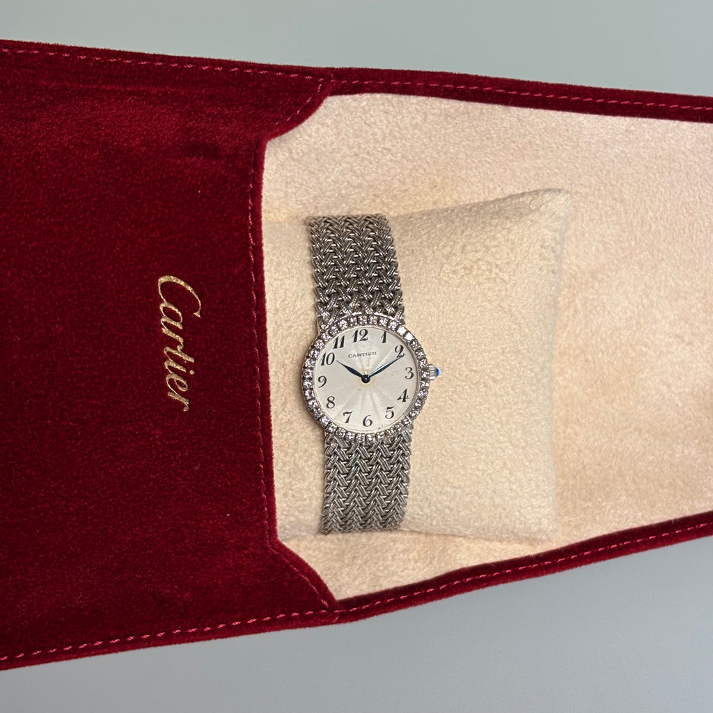 Cartier × Piaget White Gold Watch – Diamond Bezel, 1960s Vintage