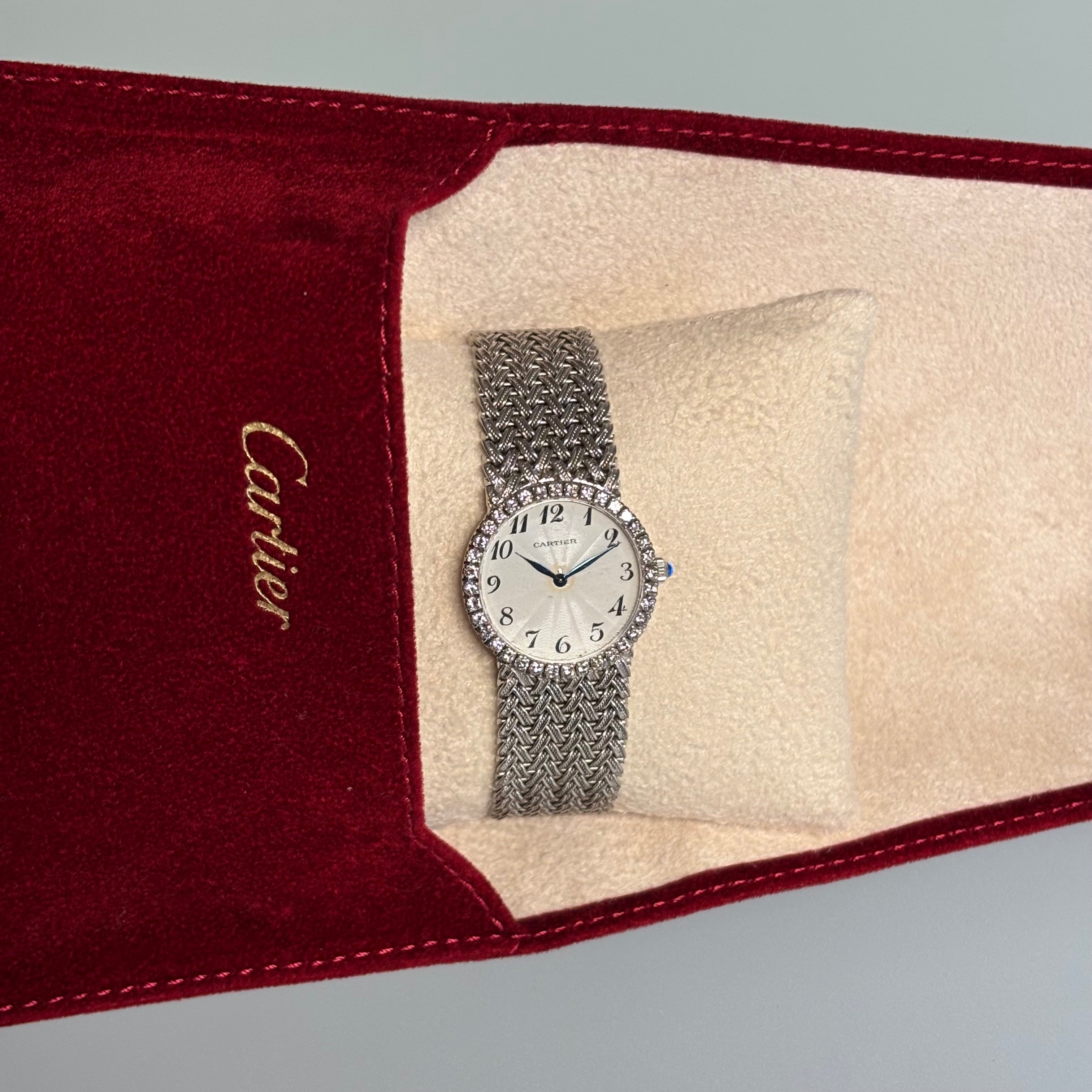 Cartier × Piaget White Gold Watch – Diamond Bezel, 1960s Vintage