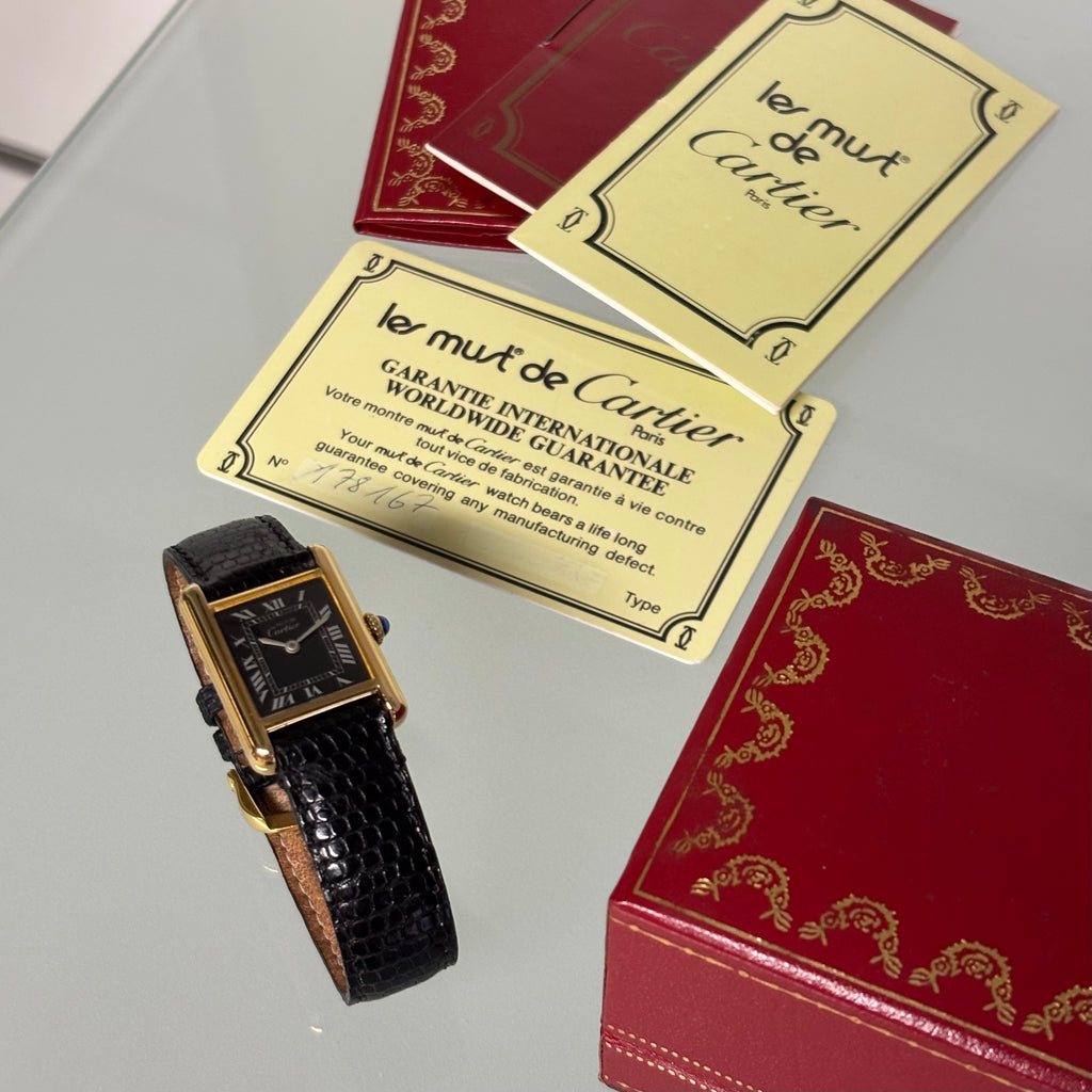 Cartier Tank PM Black/White dial FULL SET