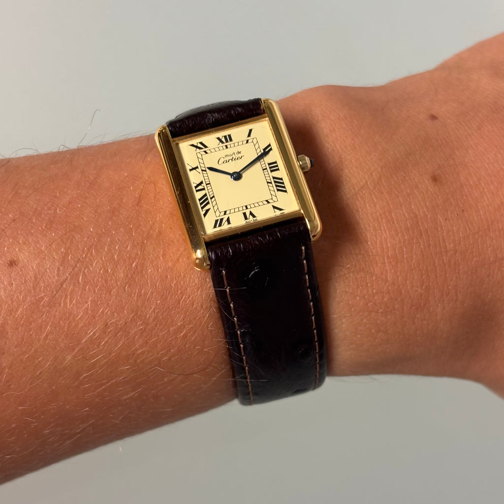 Cartier Tank champagne GM with original buckle